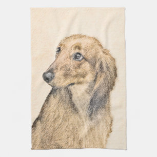 Paño De Cocina Pintura de Dachshund (de cabello largo) - Arte Per