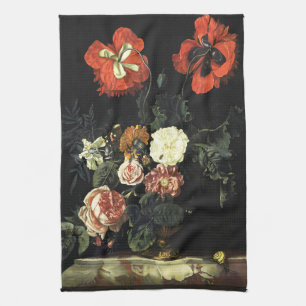 Paño De Cocina Pintura de época con vida con flores