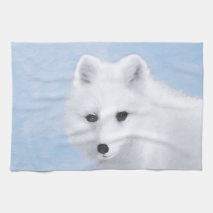 Paño De Cocina Pintura de Fox Ártica - Arte de Vida Silvestre Ori