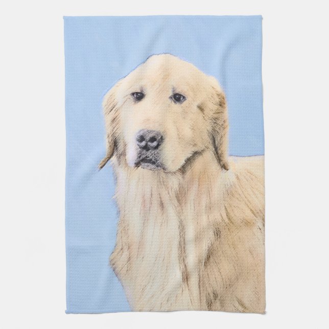 Paño De Cocina Pintura de Golden Retriever - Cute original Dog Ar (Vertical)