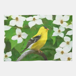 Paño De Cocina Pintura de Goldfinch - Arte de Perro Original.