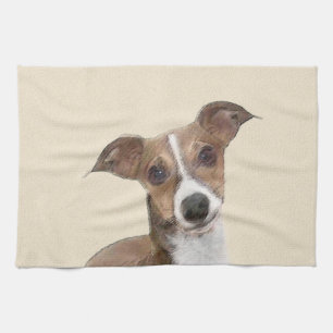 Paño De Cocina Pintura de Greyhound italiana - Arte Perro Origina