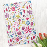Paño De Cocina Pintura de hembra silvestre acuarela<br><div class="desc">Una moderna pintura acuarela de flores y hojas con ricos colores otoñales esparcidos en un fondo blanco.</div>