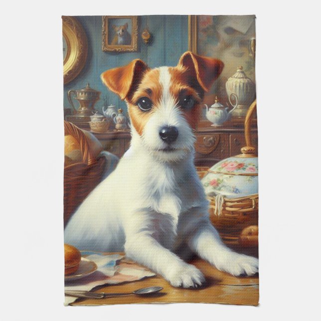 Paño De Cocina Pintura de Jack Russell Terrier (Vertical)