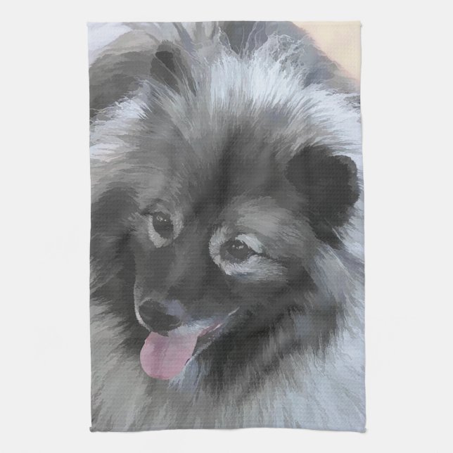 Paño De Cocina Pintura de Keeshond Bailey - Arte de perros origin (Vertical)