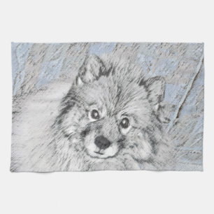 Paño De Cocina Pintura de Keeshond Beth - Arte de Perro Original.