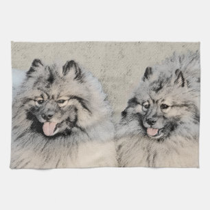 Paño De Cocina Pintura de Keeshond Brothers - Arte Perro Original