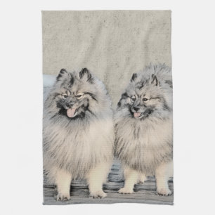 Paño De Cocina Pintura de Keeshond Brothers - Arte Perro Original