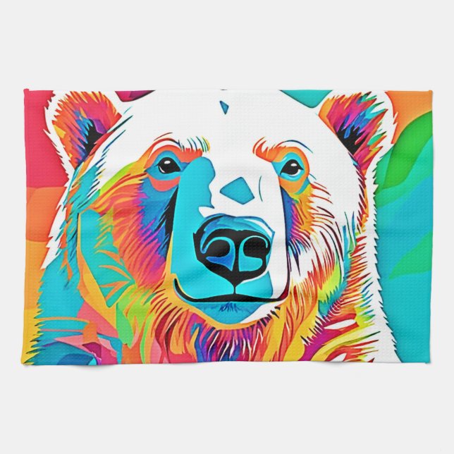 Paño De Cocina Pintura de la cabeza del oso vibrante (Horizontal)