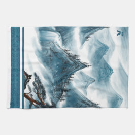 Paño De Cocina Pintura de las Montañas Chinoiserie Blue Classic