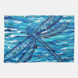 Paño De Cocina Pintura de libélula azul