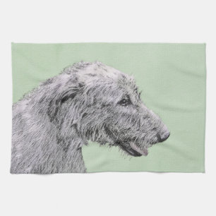 Paño De Cocina Pintura de lobo irlandesa - Arte de perro original