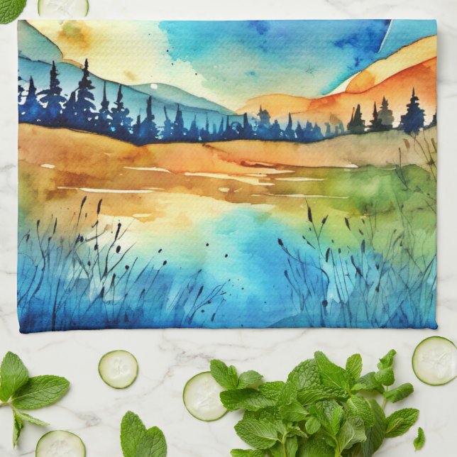 Paño De Cocina Pintura de luna llena (Doblado)