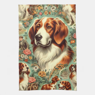 Paño De Cocina Pintura de perro de Bretaña vintage