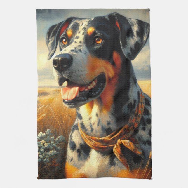 Paño De Cocina Pintura de perro de leopardo de Catahoula (Vertical)