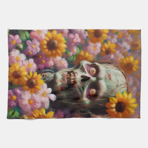 Paño De Cocina Pintura de petróleo de zombies en Halloween, campo