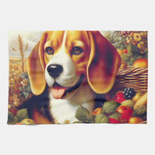 Paño De Cocina Pintura de pimienta beagle de época