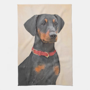 Paño De Cocina Pintura de Pinscher original de arte animal