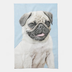Paño De Cocina Pintura de pug - Arte de perro original lindo