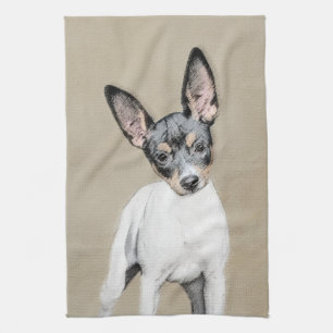Paño De Cocina Pintura de Rat Terrier - Arte Perro Original.