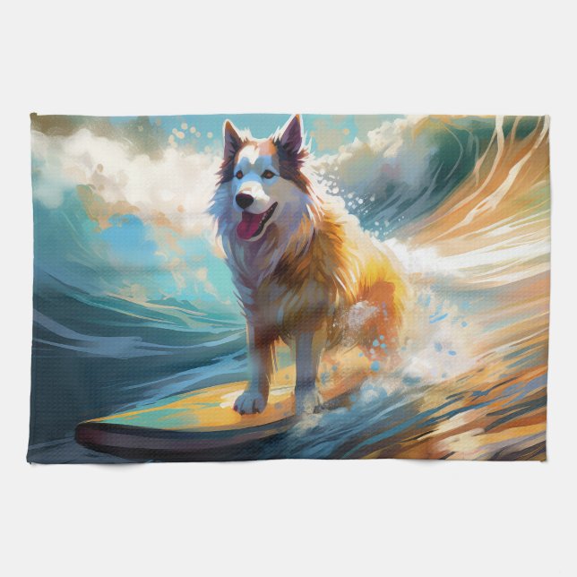 Paño De Cocina Pintura de surf en la playa de Malamute en Alaska (Horizontal)
