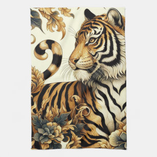 Paño De Cocina Pintura de tigre dorado vintage