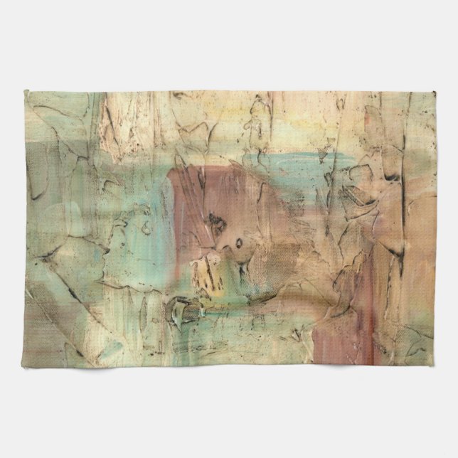 Paño De Cocina Pintura de tono de la Tierra con superficie rota (Horizontal)