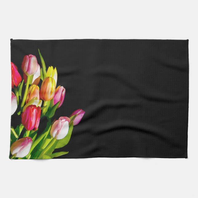 Paño De Cocina Pintura de tulipán - Arte de flores original (Horizontal)