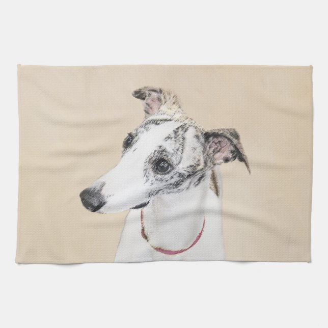 Paño De Cocina Pintura de Whippet - Arte Cute Original Perro (Horizontal)