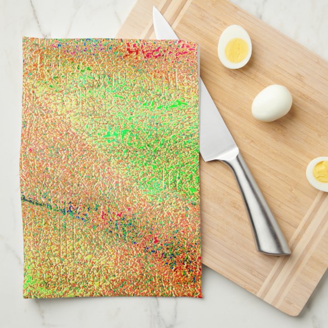 Paño De Cocina Pintura desgastada de cuero arrugado y verde naran (Doblado Cuarto)