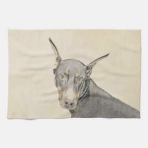 Paño De Cocina Pintura Doberman Pinscher - Original Dog Art