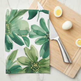Paño De Cocina Pintura en Acuarela Botánica Floral Jardín Verde