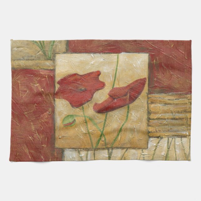 Paño De Cocina Pintura floral con pinceladas de cepillo visibles (Horizontal)