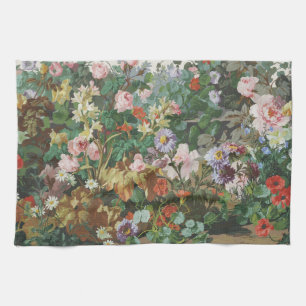 Paño De Cocina Pintura floral de flores coloridas vintage bonitas