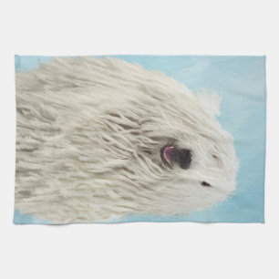 Paño De Cocina Pintura Komondor - Arte Perro Original Cuto