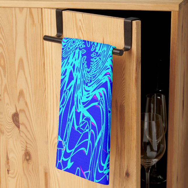 Paño De Cocina Pintura moderna de arte abstracto azul (Pliegue de tercios)