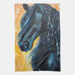 Paño De Cocina Pintura negra del caballo