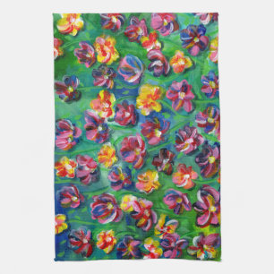 Paño De Cocina Pintura original de flores pequeñas alegres colori