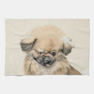 Paño De Cocina Pintura pekingesa - Arte original de perro curado