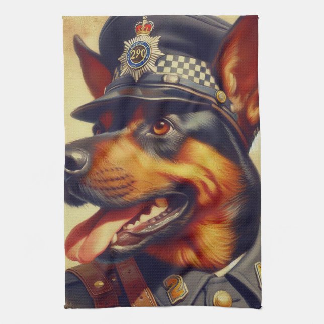 Paño De Cocina Pintura Retro Rottweiler (Vertical)