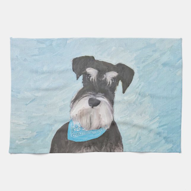 Paño De Cocina Pintura Schnauzer (en miniatura) - Perro original  (Horizontal)