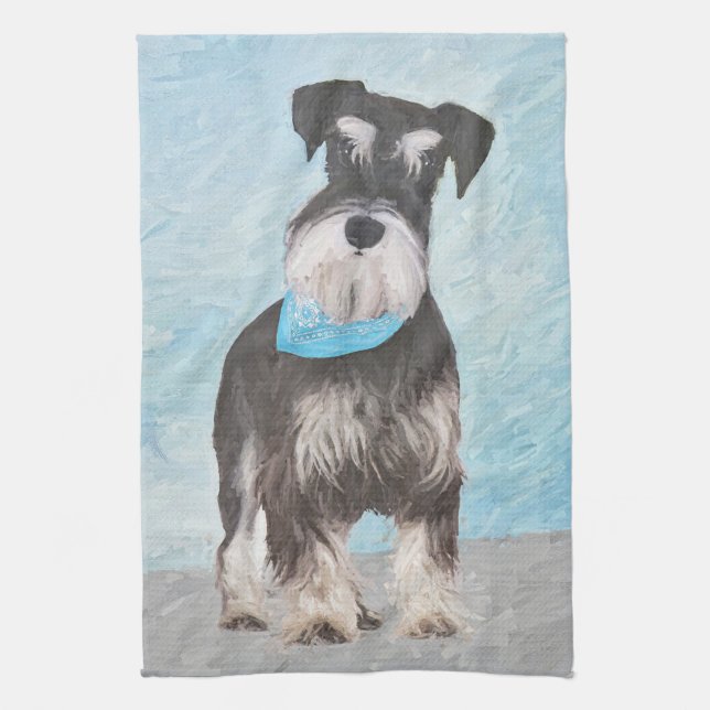 Paño De Cocina Pintura Schnauzer (en miniatura) - Perro original  (Vertical)