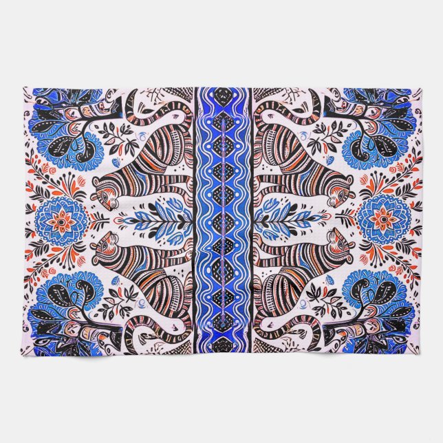 Paño De Cocina pintura simple de madhubani (Horizontal)