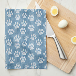 Paño De Cocina Pinturas blancas en azul - Amante de mascotas rusa