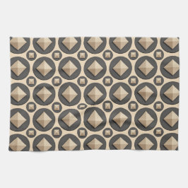 Paño De Cocina pirámide de diamante beige dentro de un círculo gr