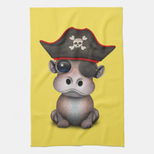 Paño De Cocina Pirata lindo del hipopótamo del bebé