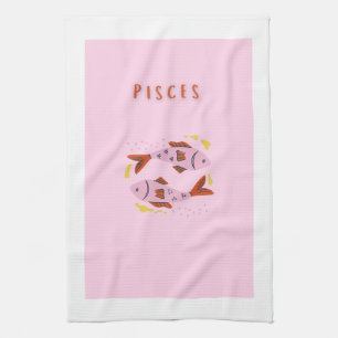 Paño De Cocina Piscis rosa, impresión de signo zodiacal, signo es