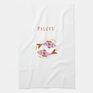 Paño De Cocina Piscis rosa, impresión de signo zodiacal, signo es