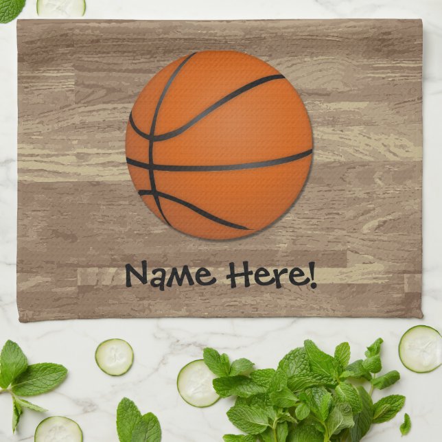 Paño De Cocina Piso de madera de baloncesto personalizado (Doblado)