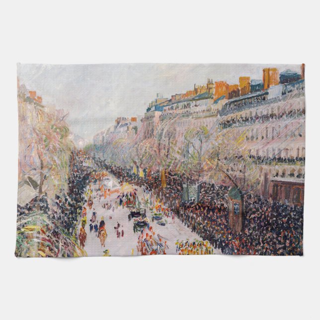 Paño De Cocina Pissarro - Montmartre, Mardi Gras en el Boulevard (Horizontal)